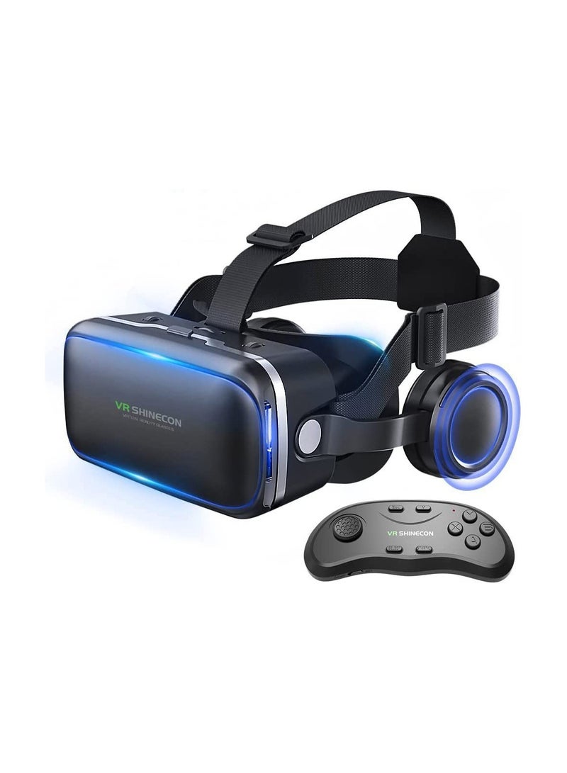 VR Set with Remote Controller, HD 3D VR Glasses Virtual Reality Headset for VR Games and 3D Movies, VR Goggles for Smartphones Compatible 4.7-6 inch - Image 1